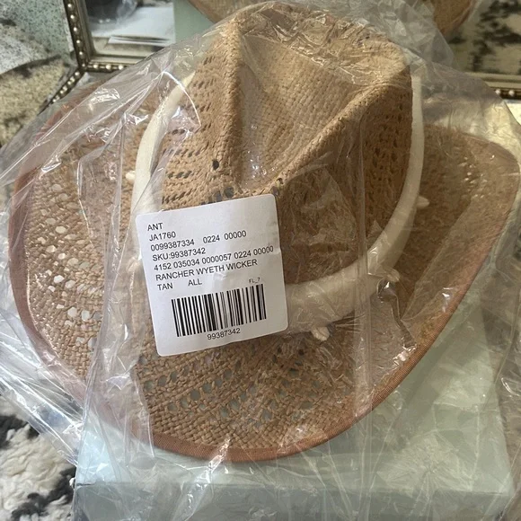 NWT WYETH Tan Wicker Rancher Hat - Picture 3 of 11